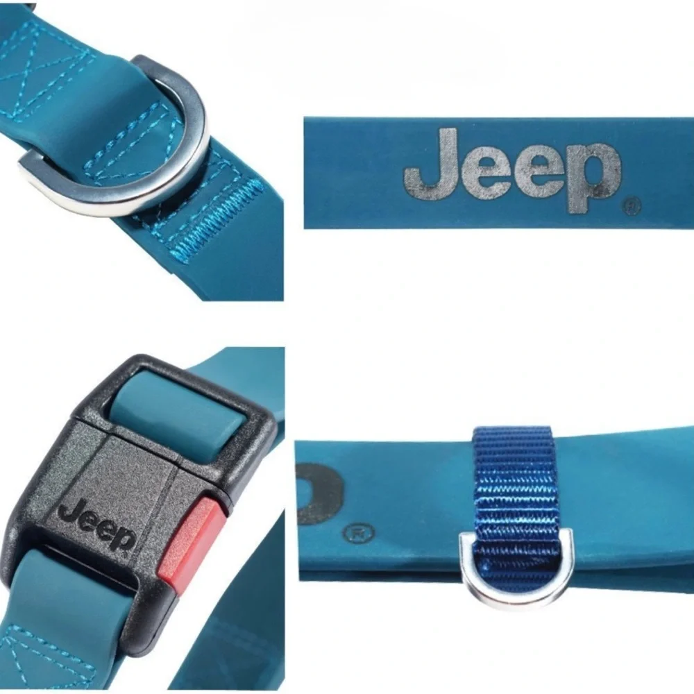 New Jeep Slick Rock Rubber Dog‎ Collar Waterproof Hydro Blue Large 18-26
